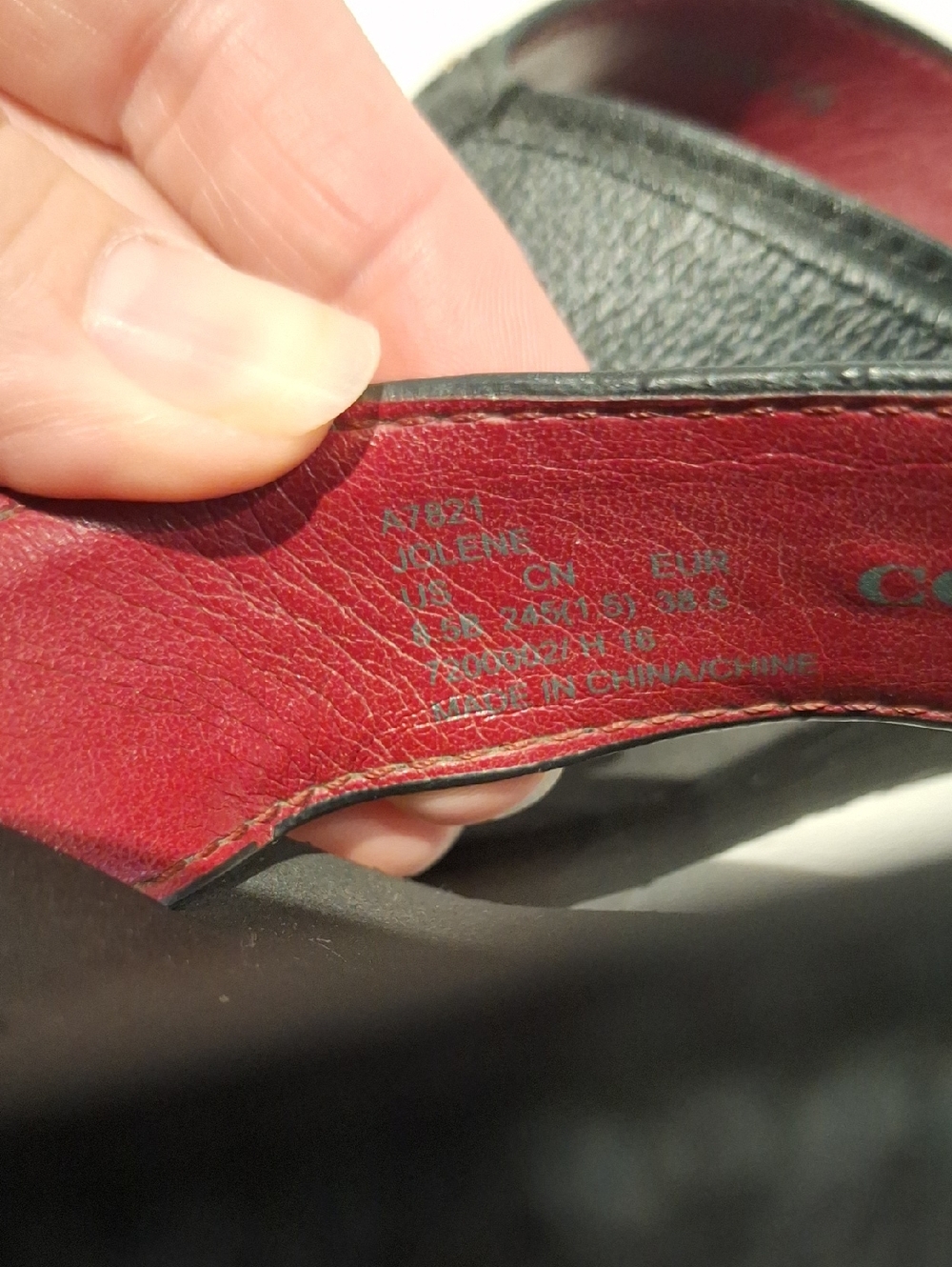 Coach Jolene  Black Wedge Thong Sandals with Red Lining Size 8.5 - Picture 7 of 7